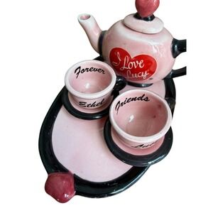Vandor I Love Lucy Miniature Tea Set Forever Friends Pink Heart 6pc Set OS